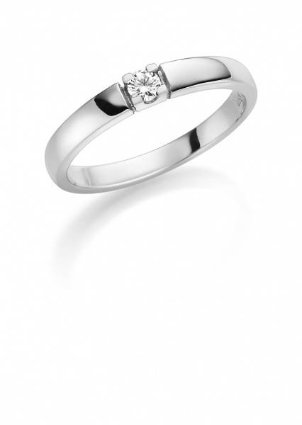 Gullhagen Hvitt gull ring med 1 diamant 0,10ct