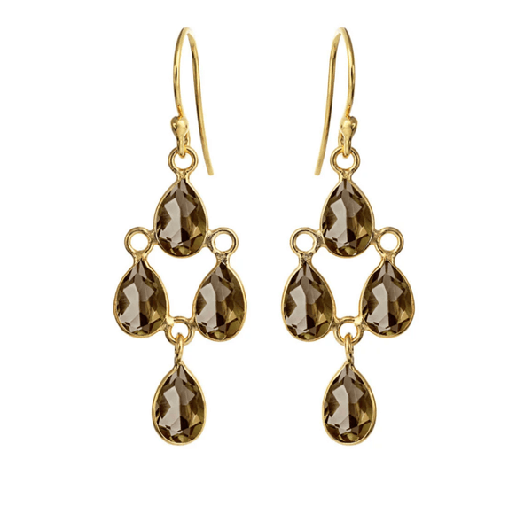 SUSANNE FRIIS BJØRNER Ørepynt Chandelier Røykkvarts Gullbelagt